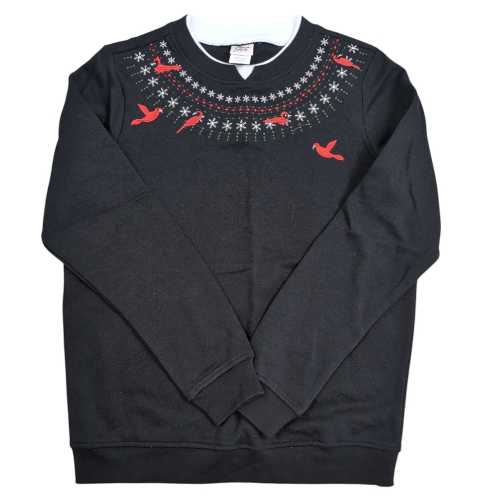 Adrian Delafield sweatshirt pullover top, cardinals and snowflakes, women's sm